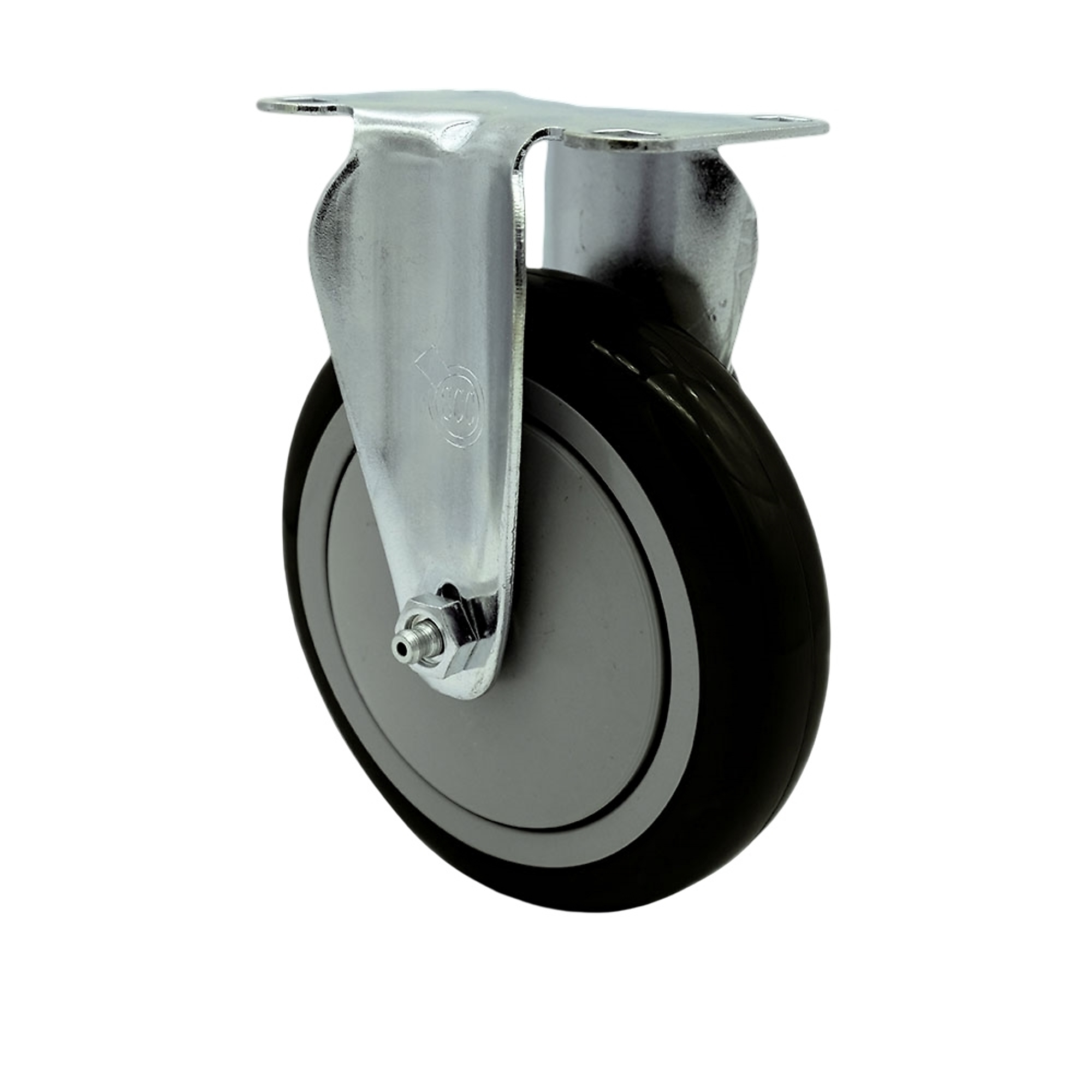 Service Caster, 5in. x 1 1/4in. Plate Caster, Wheel Diameter 5 in, Caster Type Rigid, Package (qty.) 1, Model# SCC-20R514-PPUB-BLK-TP2